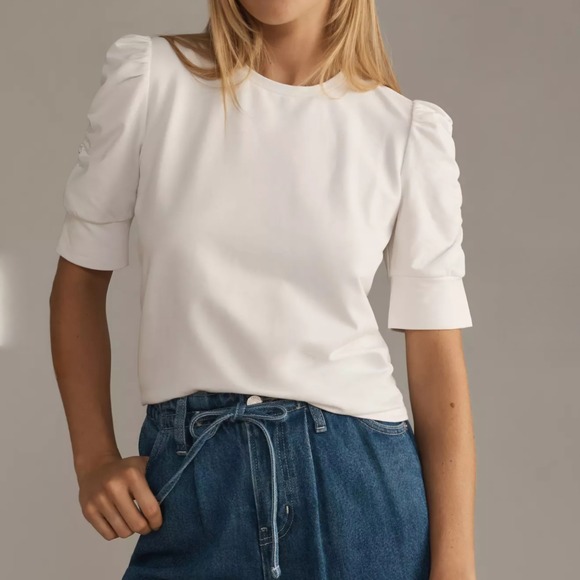 Walter Baker Tops - New! Walter Baker Skippy Top Anthropologie Puff Sleeve Sz Large Chic Clean Girl